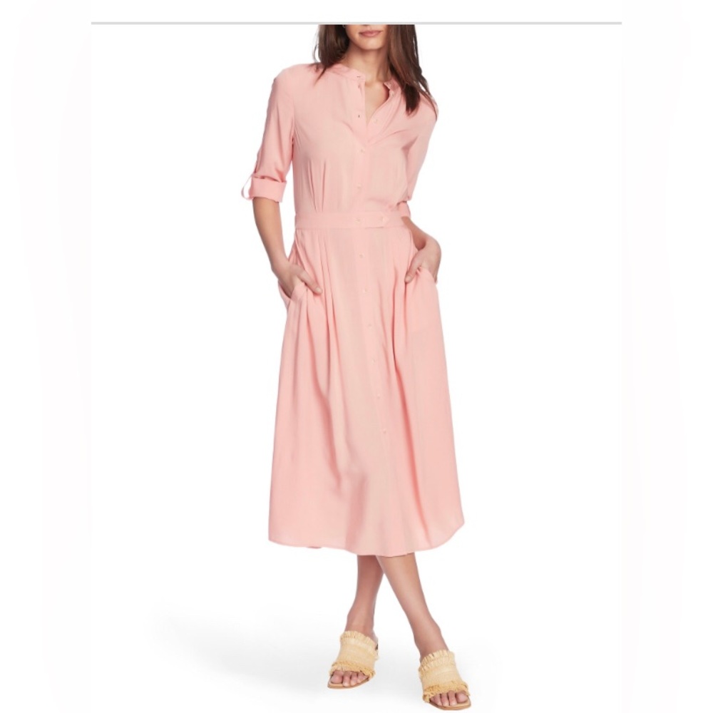 Court & Rowe City Explorer Cheeky‎ Peach button down MIDI Shirtdress size 14 new